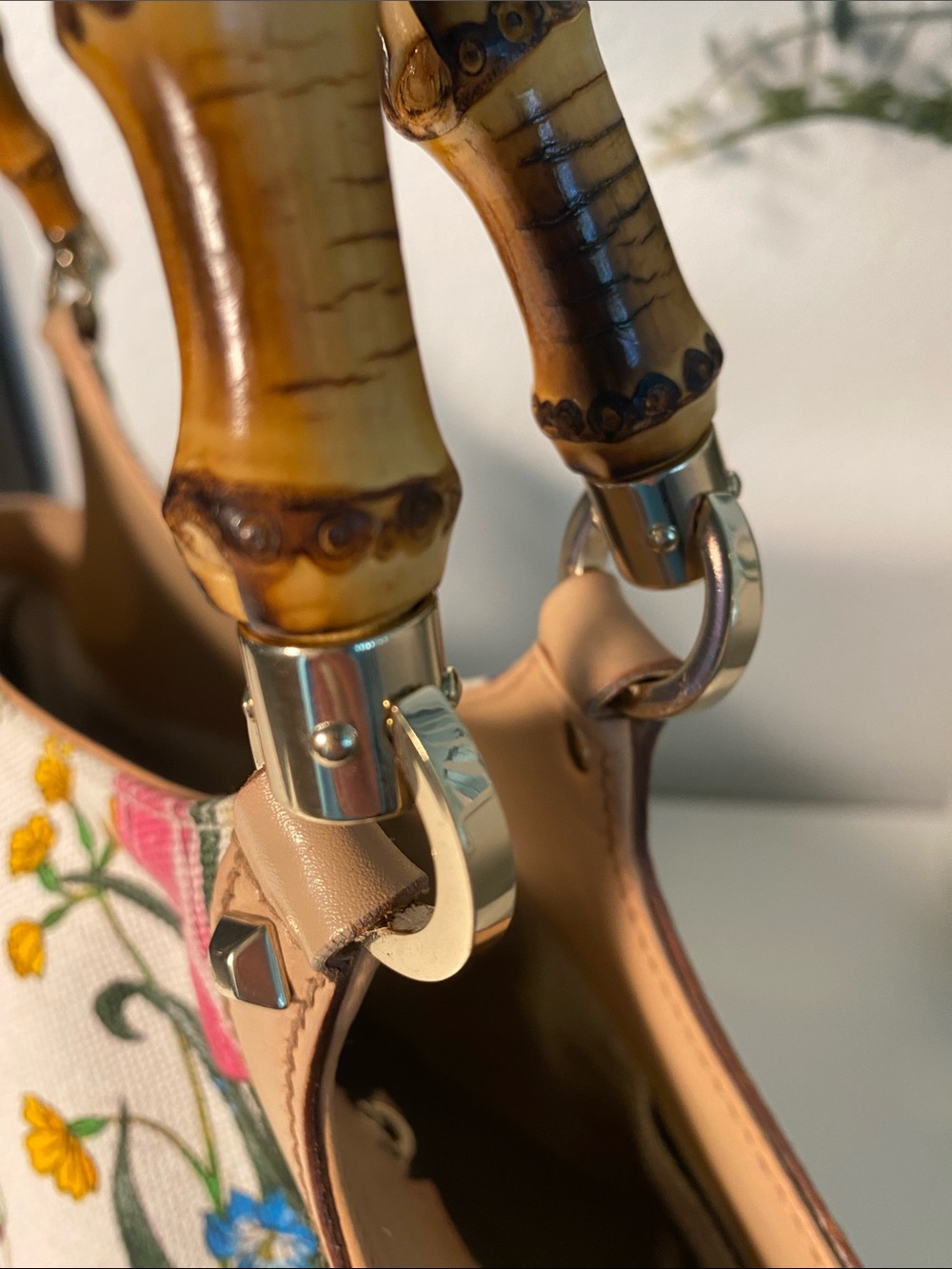 GUCCI Floral Dual Handle Bamboo Canvas/Leather Satchel - Picture 13 of 14